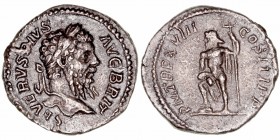 Septimio Severo
Denario. AR. Roma. (193-211). R/P.M. TR.P. XVIII COS. III P.P. Neptuno en pie con un tridente y con un pie apoyado sobre una roca. 2....