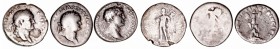 Lotes de Conjunto
Denario. AR. Lote de 3 monedas. Vespasiano (2) y Trajano. Comercial. BC- a RC.