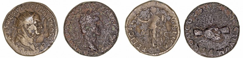 Lotes de Conjunto
AE. Lote de 2 monedas. Vespasiano (dupondio) y Nerva (as). BC...