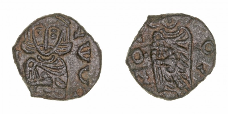 Constantino V
40 Nummi. AE. Siracusa. (741-775). Constantino V y León IV. 2.46g...