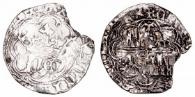Corona Castellano Leonesa
Enrique IV
1/2 Real. AR. Toledo. Con T en el parte superior del eje. Gráfila lobular en anv. y rev. 1.23g. AB.No cat. Falt...