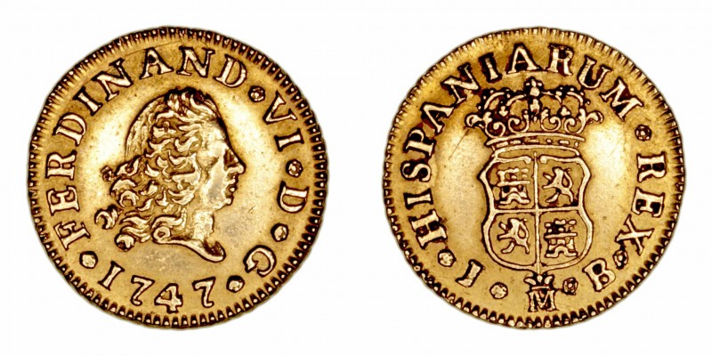 Fernando VI
1/2 Escudo. AV. Madrid JB. 1747. 1.78g. Cal.548 (2019). Escasa. MBC...