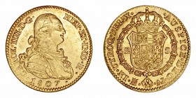 Carlos IV
2 Escudos. AV. Madrid AI. 1807. 6.79g. Cal.1318 (2019). Rayitas de ajuste en reverso, conservando restos de brillo original. Escasa así. (E...