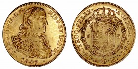Fernando VII
8 Escudos. AV. Méjico HJ. 1809. Busto imaginario. Con punto entre ET e IND. 27.03g. Cal.1782 (2019). Bonita pieza. MBC+.