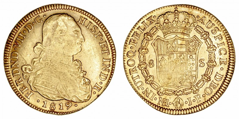 Fernando VII
8 Escudos. AV. Nuevo Reino JF. 1819. 27.02g. Cal.1357 (2019). Boni...