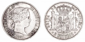 Isabel II
2 Escudos. AR. Madrid. 1867. 25.84g. Cal.647 (2019). Manchas en anverso. (MBC-).