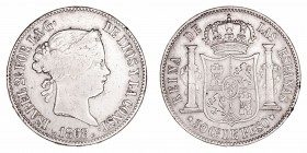 Isabel II
50 Centavos de Peso. AR. Manila. 1868. 12.87g. Cal.667 (2019). MBC-.