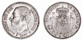 Alfonso XII
50 Céntimos. AR. 1881 *8-1 MSM. 2.49g. Cal.12 (2019). Rayitas. Escasa así. (EBC+).
