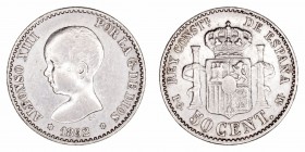 Alfonso XIII
50 Céntimos. AR. 1892 *9-2 PGM. 2.47g. Cal.28 (2019). MBC+.