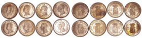 Alfonso XIII
2 Céntimos. AE. 1912 *12 PCV. Lote de 8 monedas. Conservan brillo original. SC- a EBC+.