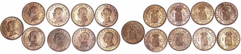 Alfonso XIII
Céntimo. AE. 1912 *2 PCV. Lote de 9 monedas. Conservan brillo orig...