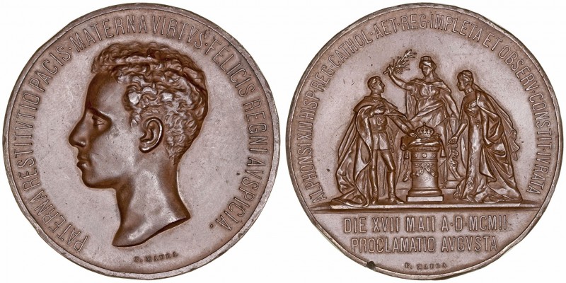 Alfonso XIII
Medalla. AE. Jura de la Constitución en Madrid, 18 Mayo 1902. Grab...
