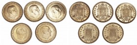 Estado Español
Peseta. AE. Lote de 5 monedas. 1966 *68, *69, *70, *71 y *72. SC a SC-.