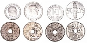 Estado Español
Lote de 4 monedas. 10 Céntimos 1959, 50 Céntimos 1949 *56, 1963 *64 y 1966 *69. PROOF a SC-.
