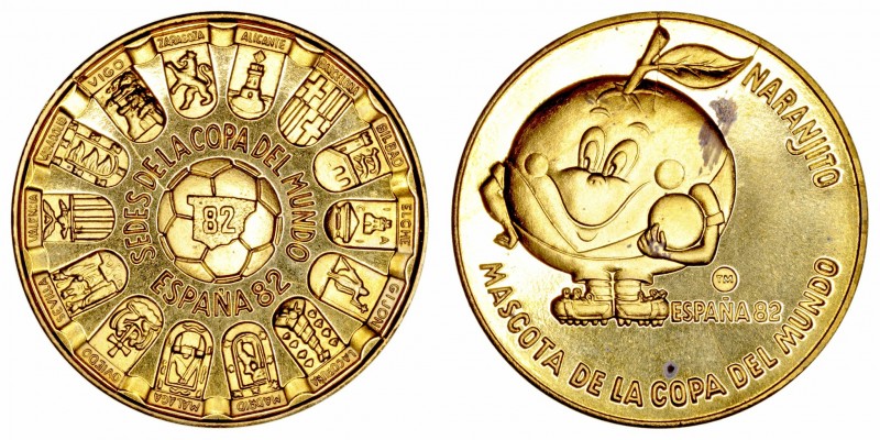 Medalla. AE. Sedes de la Copa del Mundo España 82. Naranjito. 28.00mm. Encapsula...