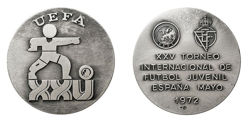 Medalla. UEFA / RFEF. XXV Torneo Fútbol Juvenil 1972 (plata 915 mil). Grabador V...