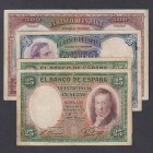 Guerra Civil-Zona Republicana, Banco de España
25 abril 1931. Sin serie. Lote de 4 billetes. 25 Pesetas (2), 50 Pesetas y 500 Pesetas. MBC a BC-.