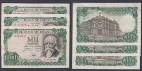Estado Español, Banco de España
1000 Pesetas. 17 septiembre 1971. Lote de 3 billetes. Serie 3L y 3P. ED.474c. Algunas arrugas. (EBC-).
