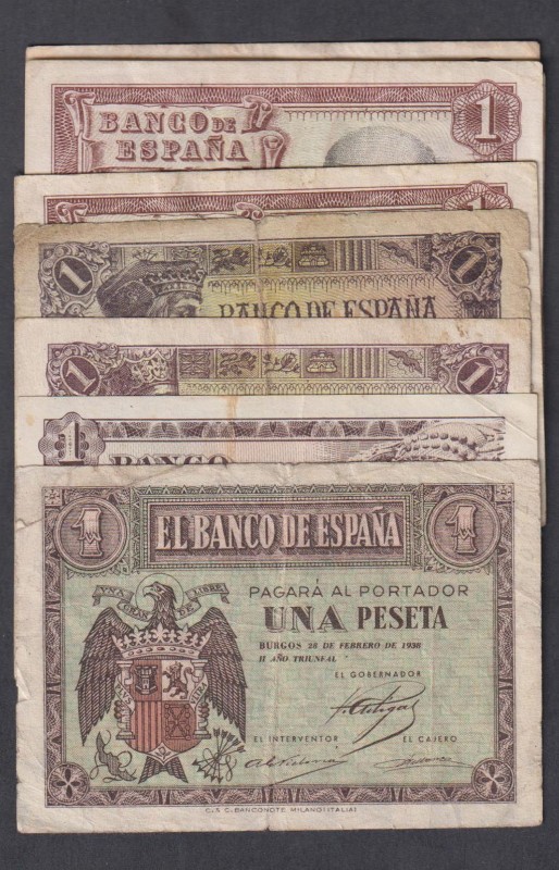Estado Español, Banco de España
1 Peseta. Lote de 11 billetes. Febrero 1938, 19...