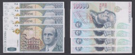 Juan Carlos I, Banco de España
10000 Pesetas. 12 octubre 1992. Sin serie. Lote de 4 billetes correlativos. ED.485. SC.