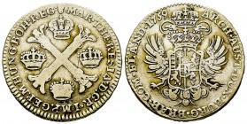 Austria, Brabant
Demi-kronenthaler ou demi-couronne d'argent, 1759, AG 14.56 g.
Ref : Del.390 p.99
Conservation : nettoyage sinon TB-TTB