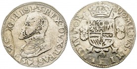 Brabant
Duché, Philippe II 1555-1598 Au titre de roi d'Angleterre
Ducaton, Anvers, 1588, AG 33 g.
Ref : Dav. 8837
Conservation : TTB