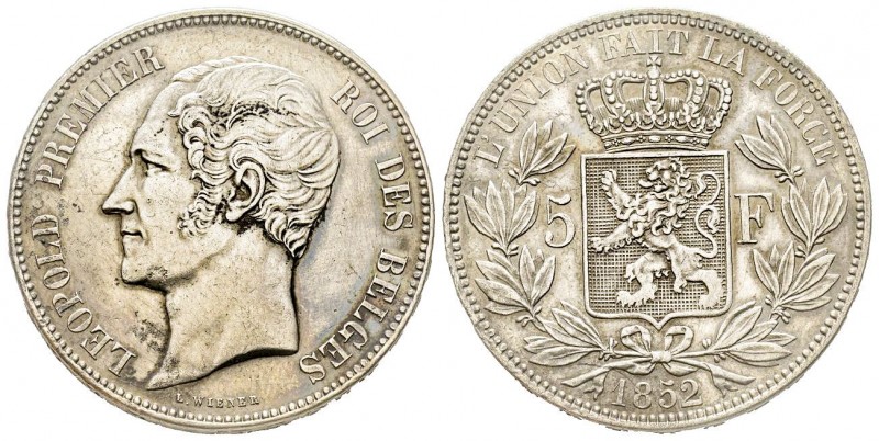 Belgium
Leopold I
5 Francs, 1852, AG 25 g.
Ref : KM#17
Conservation : traces de ...