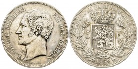 Belgium
Leopold I
5 Francs, 1852, AG 25 g.
Ref : KM#17
Conservation : traces de nettoyage sinon TTB-SUP