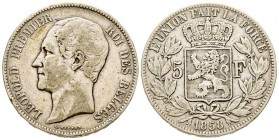 Belgium
Leopold I
5 Francs, 1858, AG 25 g.
Ref : KM#17
Conservation : TTB