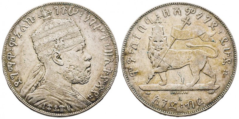 Ethiopia
Menelik II 1889-1913
Birr, 1889 (1897), AG 27.85 g.
Ref : KM#5
Conserva...
