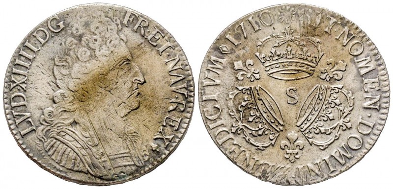 France
Louis XIV 1643-1715
Écu aux trois couronnes, Reims, 1710 S, AG 30.34 g.
R...