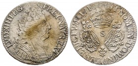France
Louis XIV 1643-1715
Écu aux trois couronnes, Reims, 1710 S, AG 30.34 g.
Ref : G.229
Conservation : pr.TTB