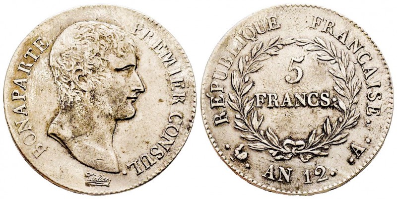 France
Premier Consul 1799-1804 
5 Francs, Paris, AN 12, AG 25 g.
Ref : G. 577
C...