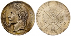 France
Second Empire
5 Francs, Strasbourg, 1868 BB, AG 25 g.
Ref : G. 739
Conservation : SUP-FDC
