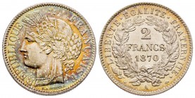 France
2 Francs, 1870 A, Paris, AG 10 g.
Ref : G. 530
Conservation : FDC
