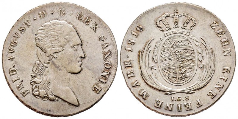 Germany, Saxe
Friedrich August I 1806-1827
Taler 1816 IGS, AG 27.99 g.
Ref : KM#...