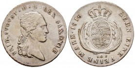 Germany, Saxe
Friedrich August I 1806-1827
Taler 1816 IGS, AG 27.99 g.
Ref : KM#1059.1
Conservation : TTB/SUP