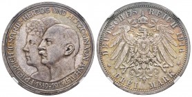 Germany
Anhalt-Dessau
Friedrich II, 1904-1918
3 Mark, 1914 A, AG 16.70 g.
Ref : KM-30, J-24
Conservation : NGC MS64