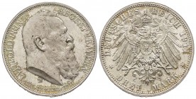 Germany
Bavaria 
Ludwig III
3 Mark, 1911 D, AG 16.70 g.
Conservation : FDC