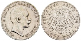 Germany
Prussia
Wilhelm II 1888-1918
5 Mark, 1904 A, AG 27.63 g.
Conqervation : TTB