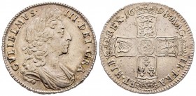 Great Britain
William III 1694-1702 
1/2 Crown, 1698 edge DECIMO, AG 15 g.
Ref : Seaby 3494
Conservation : Superbe. Traces de nettoyage