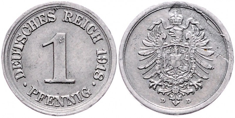 Lot
Deutschland, II. Deutsches Kaiserreich 1871 - 1918. 2 Stück, 1 Pfennig. a. c...