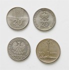 Lot
Polen. 4 Stück, 20 Zlotych 1965,73,78 und 200 Zlotych 1987 Probe, KM 55,67,97,553. stgl/PP