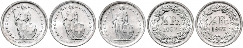 Lot
Schweiz. 6 Stück 1/2 Franken 1967. a. ca 2,51g
KM 23
stgl