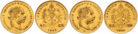Lot
Münzen Kaisertum Österreich 1804 - 1918. 4 Stück 4 Gulden 1885. ges. 12,87g
Fr. 1335
ss