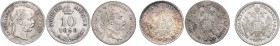 Lot
Münzen Kaisertum Österreich 1804 - 1918. 6 Stück 10 Kreuzer, 1860 V, 1869 und 1872 (4x). s - ss