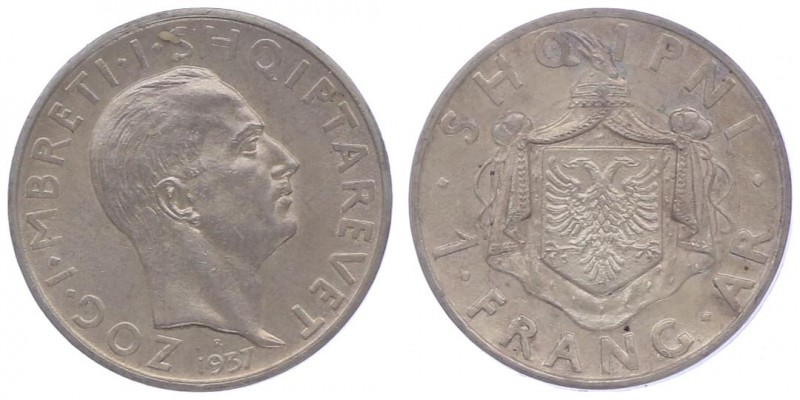 Zog I. 1928 - 1939
Albanien. 1 Frang Ar, 1937 R. Rom
4,98g
KM 16
vz