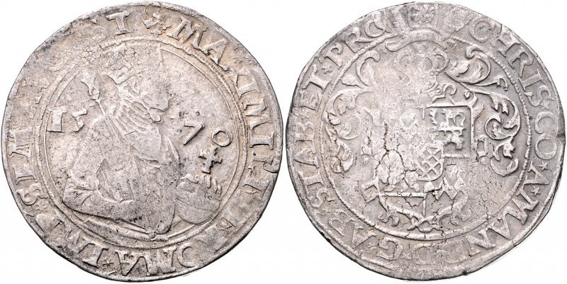 Maximilian II. 1564 - 1576
Belgien. Taler, 1570. mit Titel Christoph von Manders...