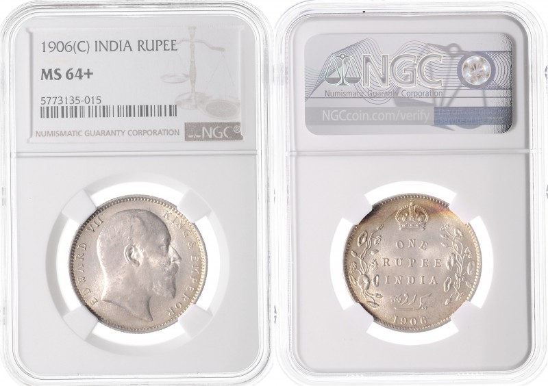 Edward VII. 1901 - 1910
British Indien. Rupee, 1906 C. in NGC Holder
Kalkutta
KM...