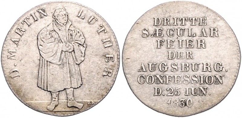 Stadt
Deutschland vor 1871, Augsburg. Silbermedaille, 1830. auf die 300 Jahr-Fei...